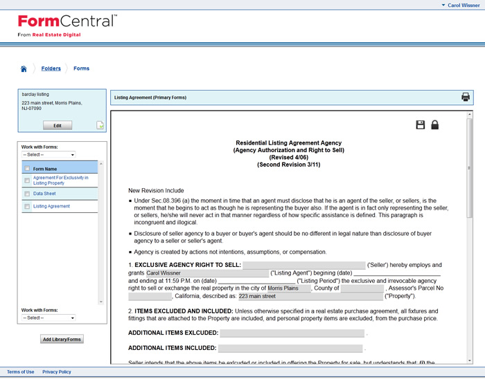 Mod R Form FormCentral by Real Estate Digital