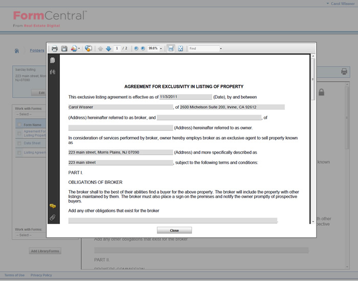 Mod R Form FormCentral by Real Estate Digital